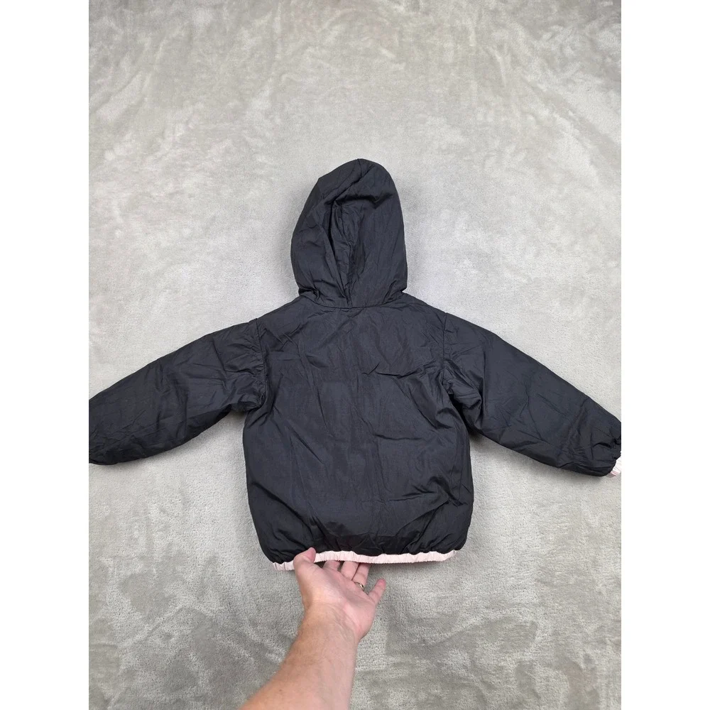 The North Face Reversible Down Puffer Jacket Toddler 2T Pink Black 550 Hooded